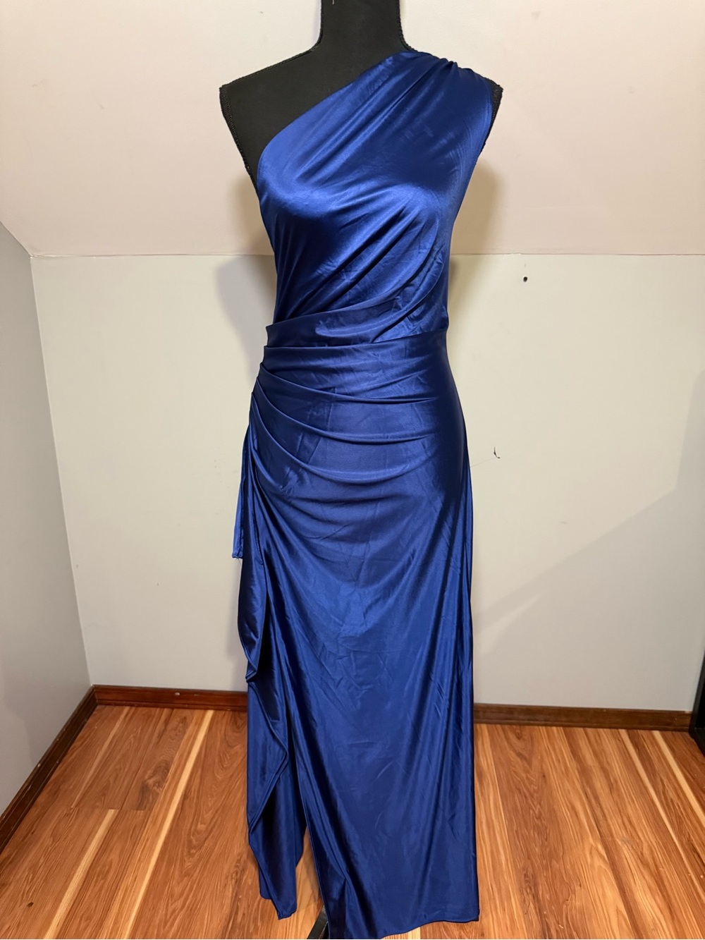 OYS One-Shoulder Satin Ruched Wedding Guest/Formal Dress